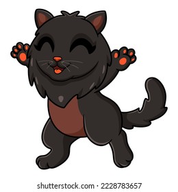 Cute black persian cat cartoon posing