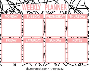 cute black pink vector printable weekly planner