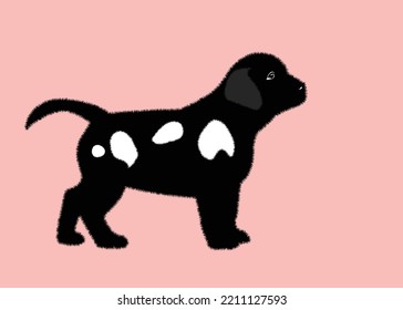 Cute black puppy.  Vector illustration of dog breed set in flat style.  Vector illustration isolated on soft red background,Cute dog. Love dog, cartoon pet dogs. cartoon funny dogs
