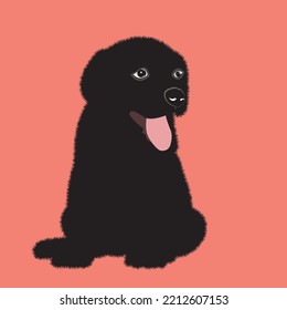 Cute black puppy.  Vector illustration of dog breed set in flat style.  Vector illustration isolated on red background,Cute dog. Love dog, cartoon pet dogs. cartoon funny dogs