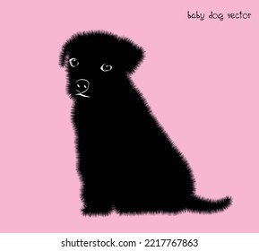 Cute black puppy.  Vector illustration of dog breed set in flat style.  Vector illustration isolated on pink background,Cute dog. Love dog, cartoon pet dogs. cartoon funny dogs