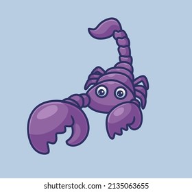 cute black purple scorpio. isolated cartoon animal nature illustration. Flat Style suitable for Sticker Icon Design Premium Logo vector. Mascot Character