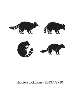 Cute Black raccoon logo vector icon illustration design 