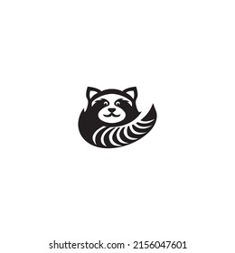 Cute Black raccoon logo vector icon illustration design