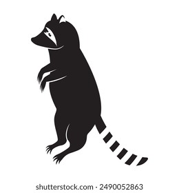 Cute Black raccoon logo vector icon illustration design