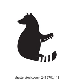 Cute Black raccoon logo vector icon illustration design