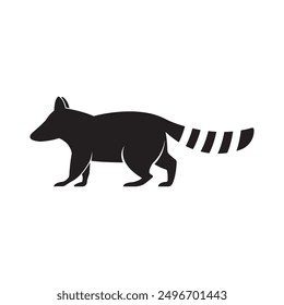 Cute Black raccoon logo vector icon illustration design