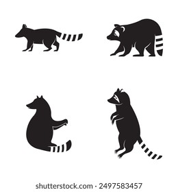 Cute Black raccoon logo vector icon illustration design