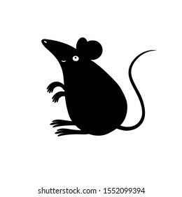 Cute black rat icon on white isolated backgraund. Vector illustration.Happy Chinese New Year 2020 year of the rat. symbol of 2020 Chinese New Year.
