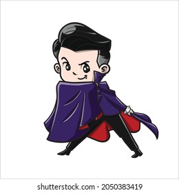 Cute Black and Red Dracula Vampire Cartoon