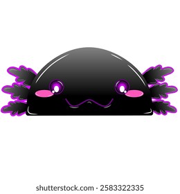 cute black Salamander vector, cartoon Salamander face, drawing Salamander face easy and simple. Cute Salamander vector design. Cute axolotl vector