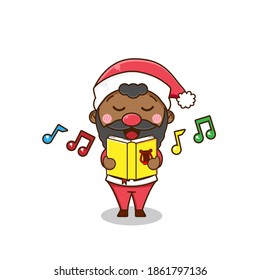 Cute Black santa claus character. Vector design illustration.