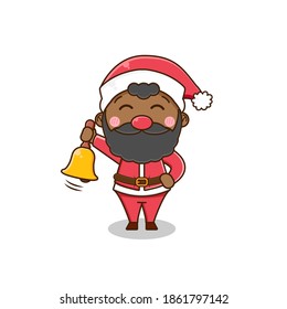 Cute Black santa claus character. Vector design illustration.