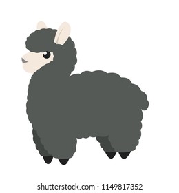 Cute black sheep in flat style. Simple vector lamb isolated.