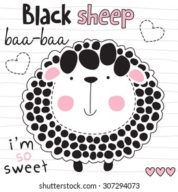 cute black sheep vector illustration