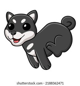 Cute black shiba inu dog cartoon running
