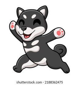 Cute black shiba inu dog cartoon posing
