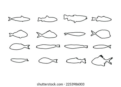 Cute black silhouette fish vector illustration icon. Tropical fish, sea fish, aquarium fish