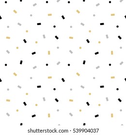 cute black silver gold confetti seamless vector pattern background illustration