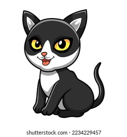 Cute black smoke cat cartoon sitting