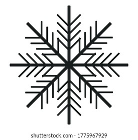 Cute black snowflake on a white background.
Snowflake detail decorating your work.
Vector isolated.