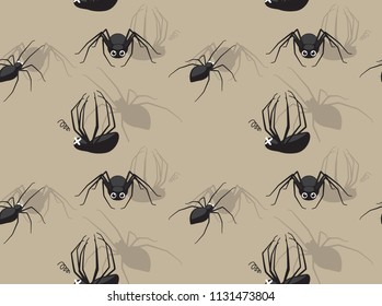 Cute Black Spider Cartoon Background Seamless Wallpaper