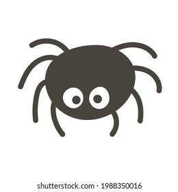 Cute black spider cartoon character. Vector illustration for halloween.