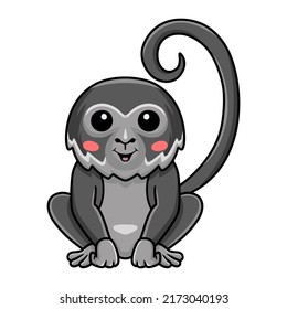 Cute black spider monkey cartoon posing