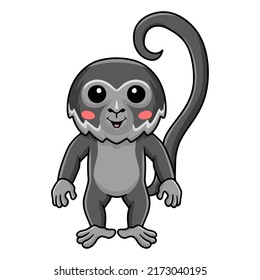 Cute black spider monkey cartoon standing