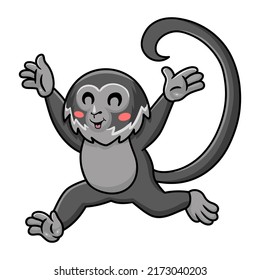 Cute black spider monkey cartoon running