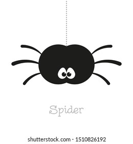 Cute black spider on a white background. Vector  