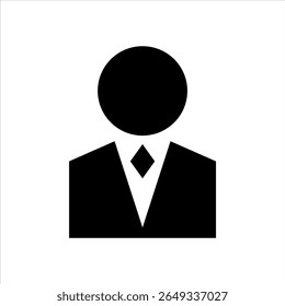 cute black suit employee icon vector illustration in black and white flat line style