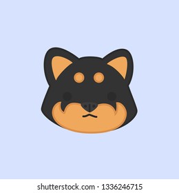 Cute Black and Tan Coat Chibi Shiba Inu Head Cartoon Vector Illustration