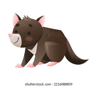 Cute Black Tasmanian Devil as Australian Animal and Endemic Fauna Vector Illustration