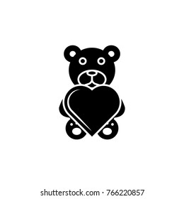 Cute Black Teddy Bear Heart Icon Stock Vector (Royalty Free) 766220857 ...