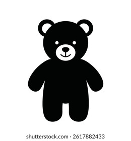 Cute Black Teddy Bear Vector Illustration Simple Graphic Isolated On White Background