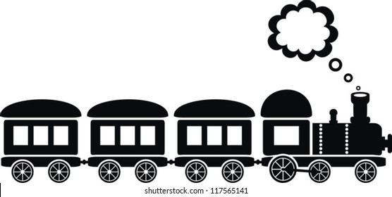 cute black train on white background