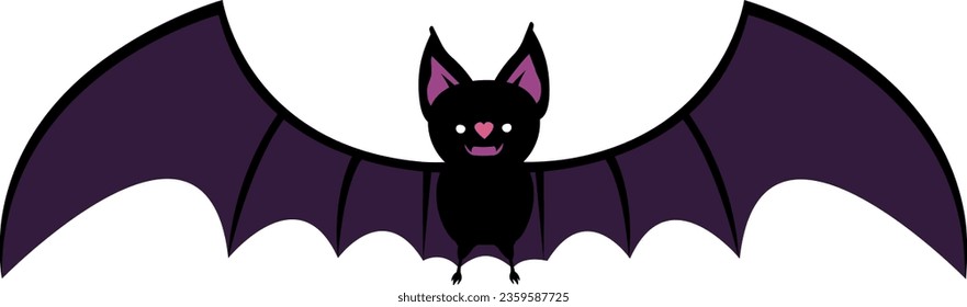 Cute Black Vampire Bat Flying - Halloween Wildlife Isola : Ein hübscher schwarzer Vampirschläger mit seinen ausgestreckten Flügeln gleitet in der unheimlichen Halloween-Nacht. Ein Milchfresser.
