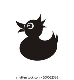 Cute black vector duck icon on white background