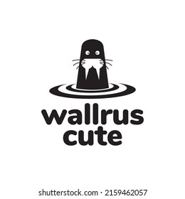 cute black walrus logo design, vector graphic symbol icon illustration creative idea