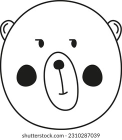 cute black and white bear muzzle doodle style