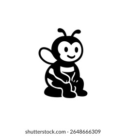 Cute black and white bee