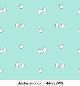 cute black white bows on blue background seamless vector pattern illustration