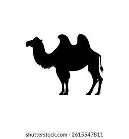 cute black and white camel vector silhouette illustration, eid al-adha mascot