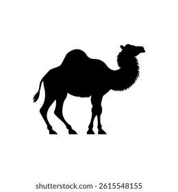 cute black and white camel vector silhouette illustration, eid al-adha mascot