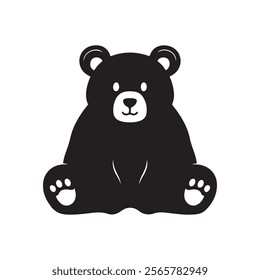 Cute black and white cartoon bear illustration