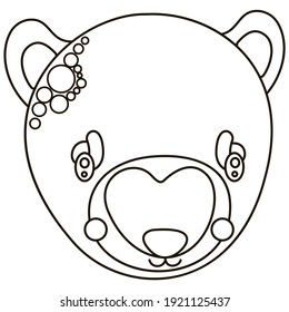 Feine schwarz-weißer Cartoon-Gesicht der südamerikanischen Nase. Hübsches monochromes Portrait zum Druck auf Kinderproduktionen, Farbseiten oder Bücher, digitale Briefmarken. Vektorgrafik.