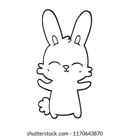 Cute Black White Cartoon Rabbit Waving Stock Vector (Royalty Free ...