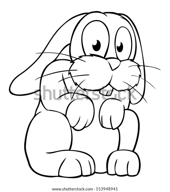 Cute Black White Cartoon Rabbit Looking vector de stock (libre de