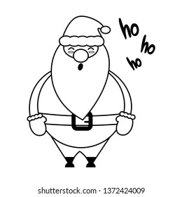 cute black and white cartoon vector santa claus illustration for coloring art